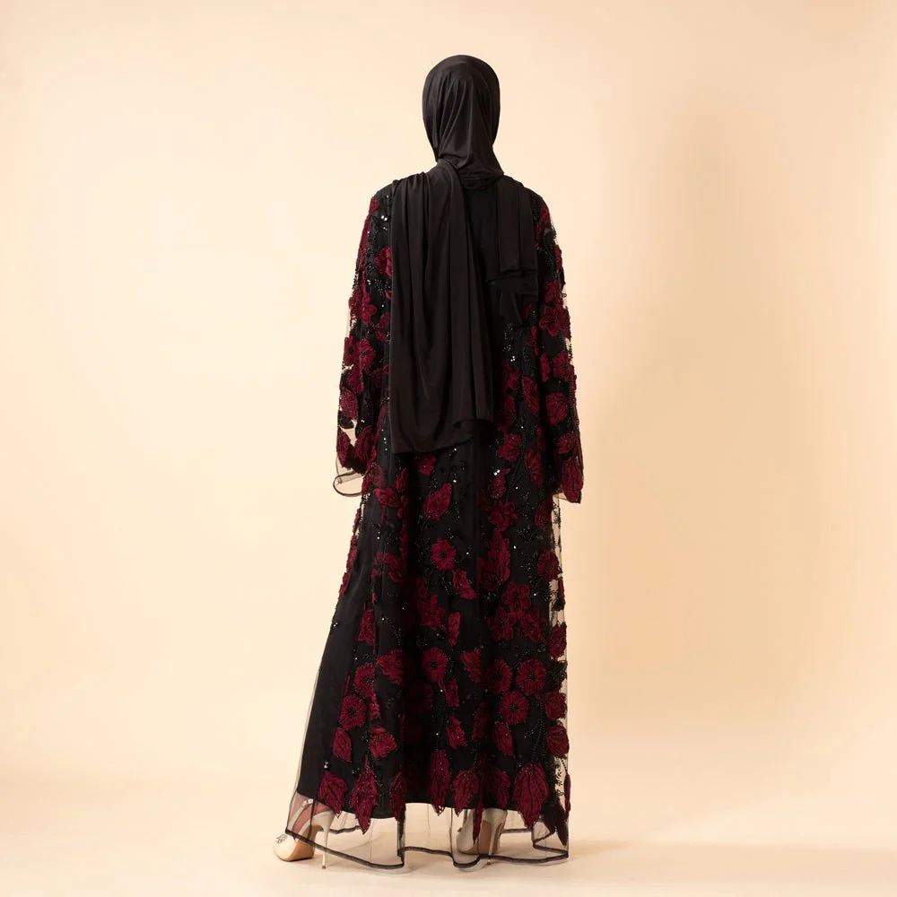 Sunlit Petals Floral Embroidered Abaya – Secret Garden Series (MOA300) - Image 9