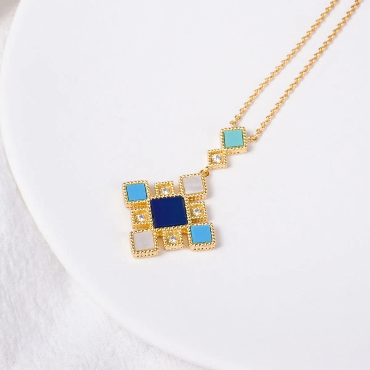 Celeste Geometric Gemstone Jewelry Set | Islamic Blue Stone Jewelry Set (MAC253) - Image 12
