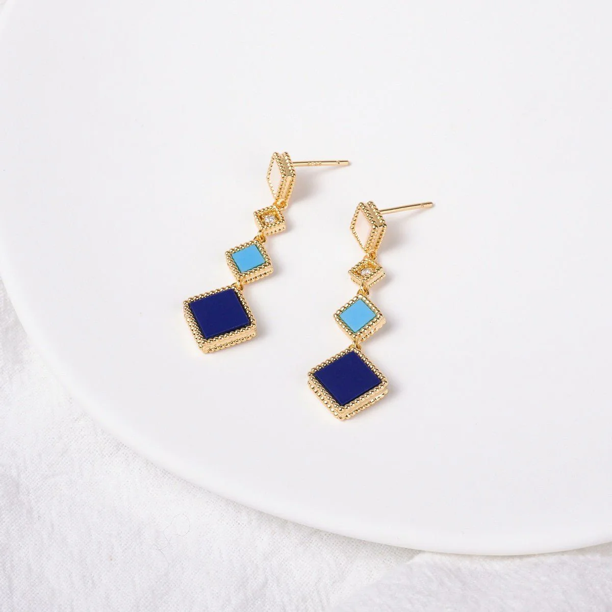 Celeste Geometric Gemstone Jewelry Set | Islamic Blue Stone Jewelry Set (MAC253) - Image 14