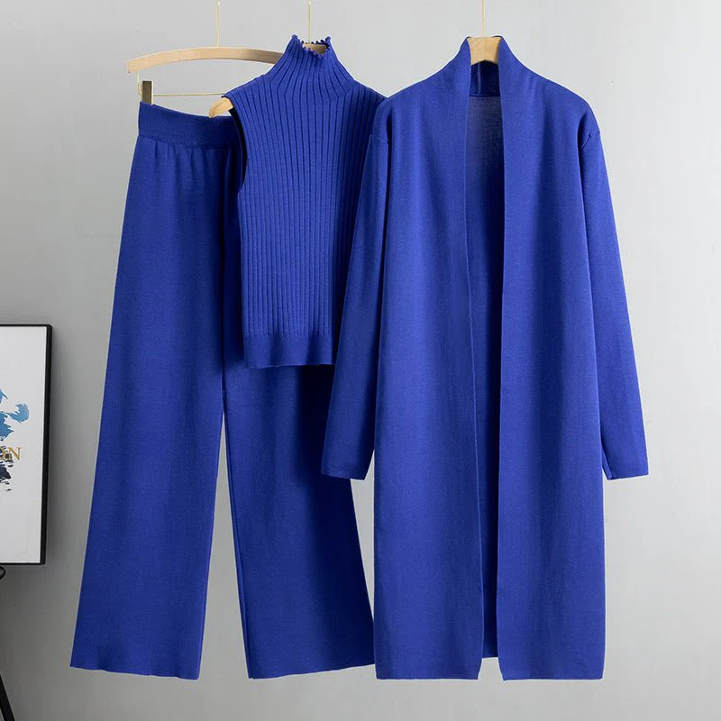 Luxury Knit Oversized Shawl Cardigan Three-Piece Set (MS090) - Image 33