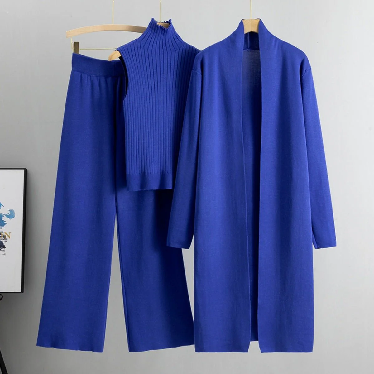 Luxury Knit Oversized Shawl Cardigan Three-Piece Set (MS090) - Image 9