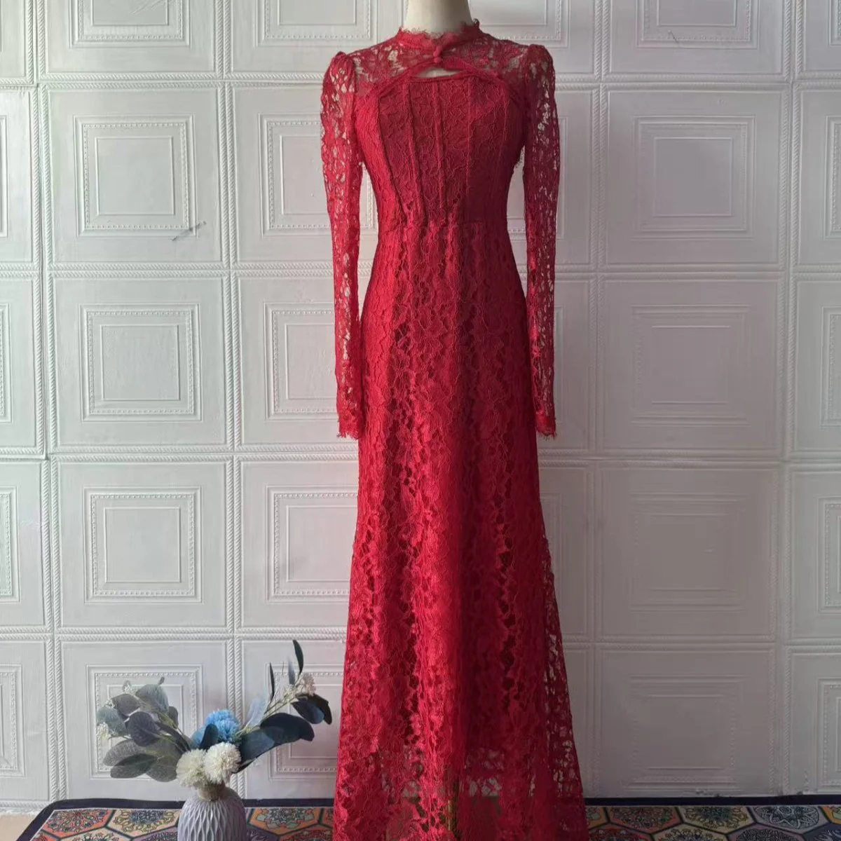 Luxury Lace Dress with Bell Sleeves(MS339) - Image 10