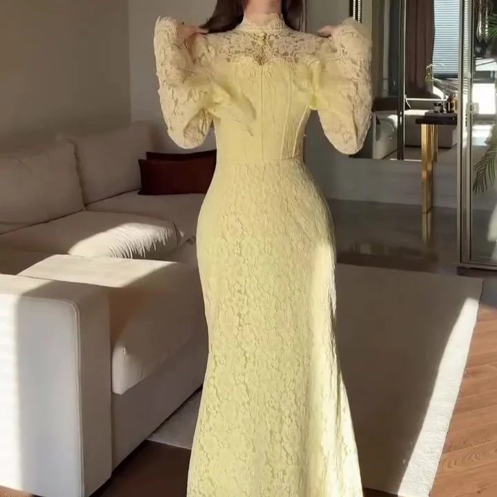 Luxury Lace Dress with Bell Sleeves(MS339) - Image 14