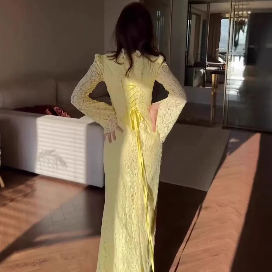 Luxury Lace Dress with Bell Sleeves(MS339) - Image 2
