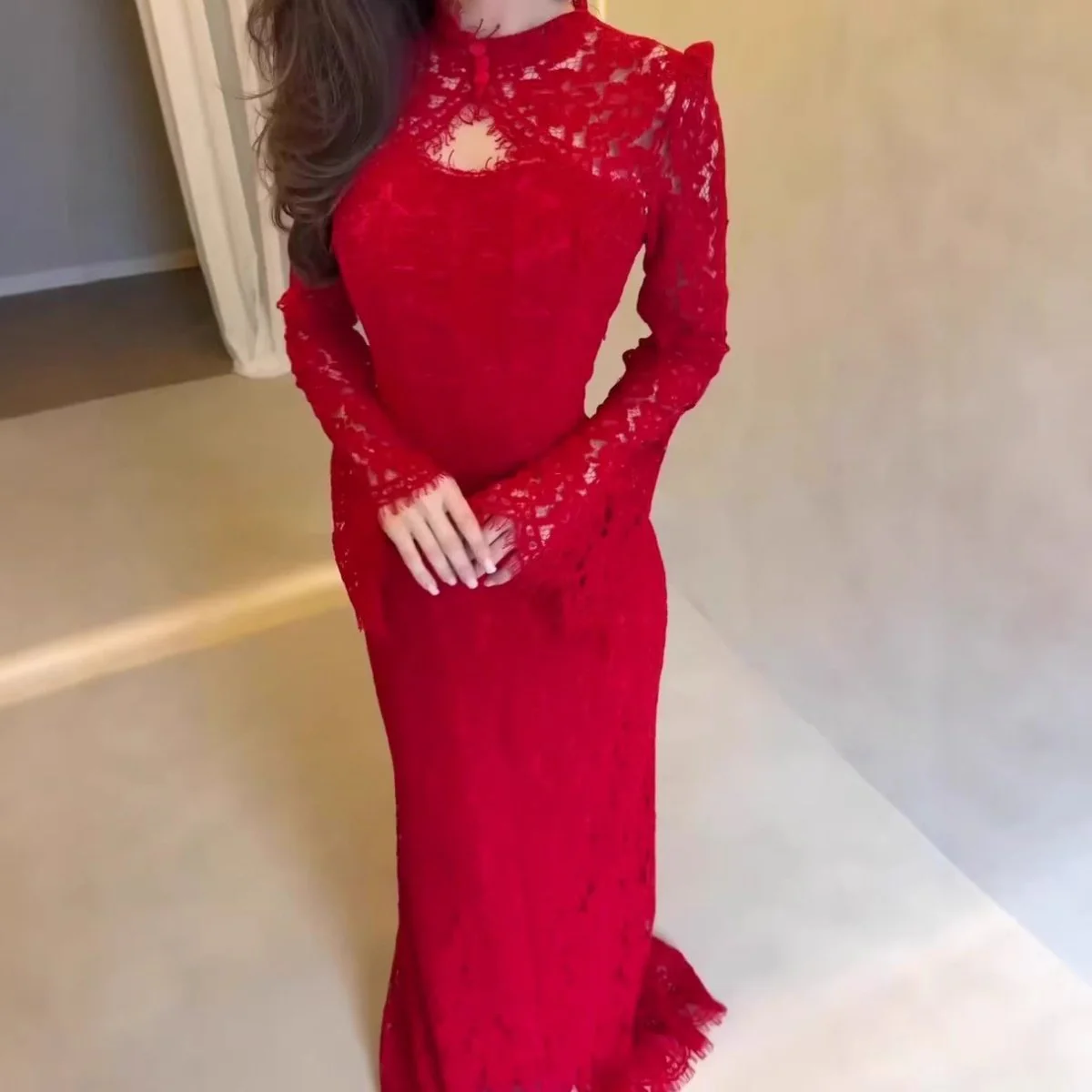 Luxury Lace Dress with Bell Sleeves(MS339) - Image 3