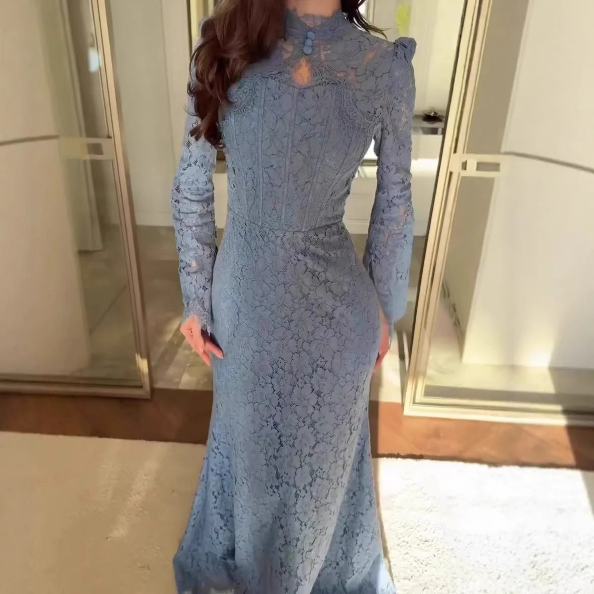 Luxury Lace Dress with Bell Sleeves(MS339) - Image 4