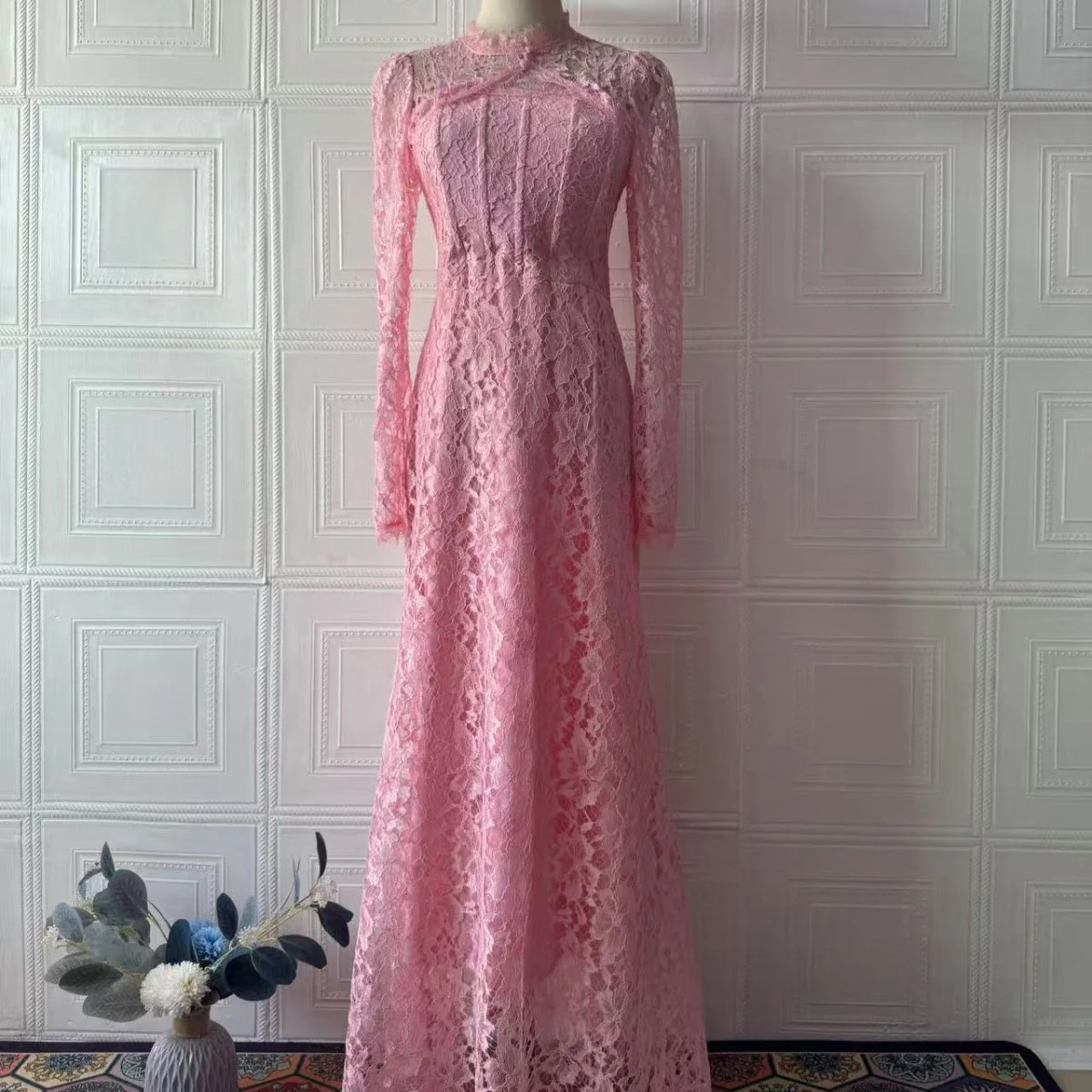 Luxury Lace Dress with Bell Sleeves(MS339) - Image 8