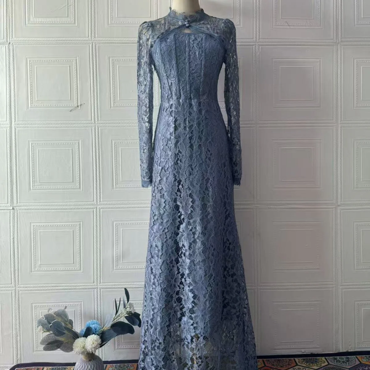 Luxury Lace Dress with Bell Sleeves(MS339) - Image 9