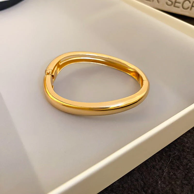 Luxury Minimalist Glossy High-grade Shiny Bracelets -   Simple Temperament Cold-Tone Bangles (MAC242) - Image 9
