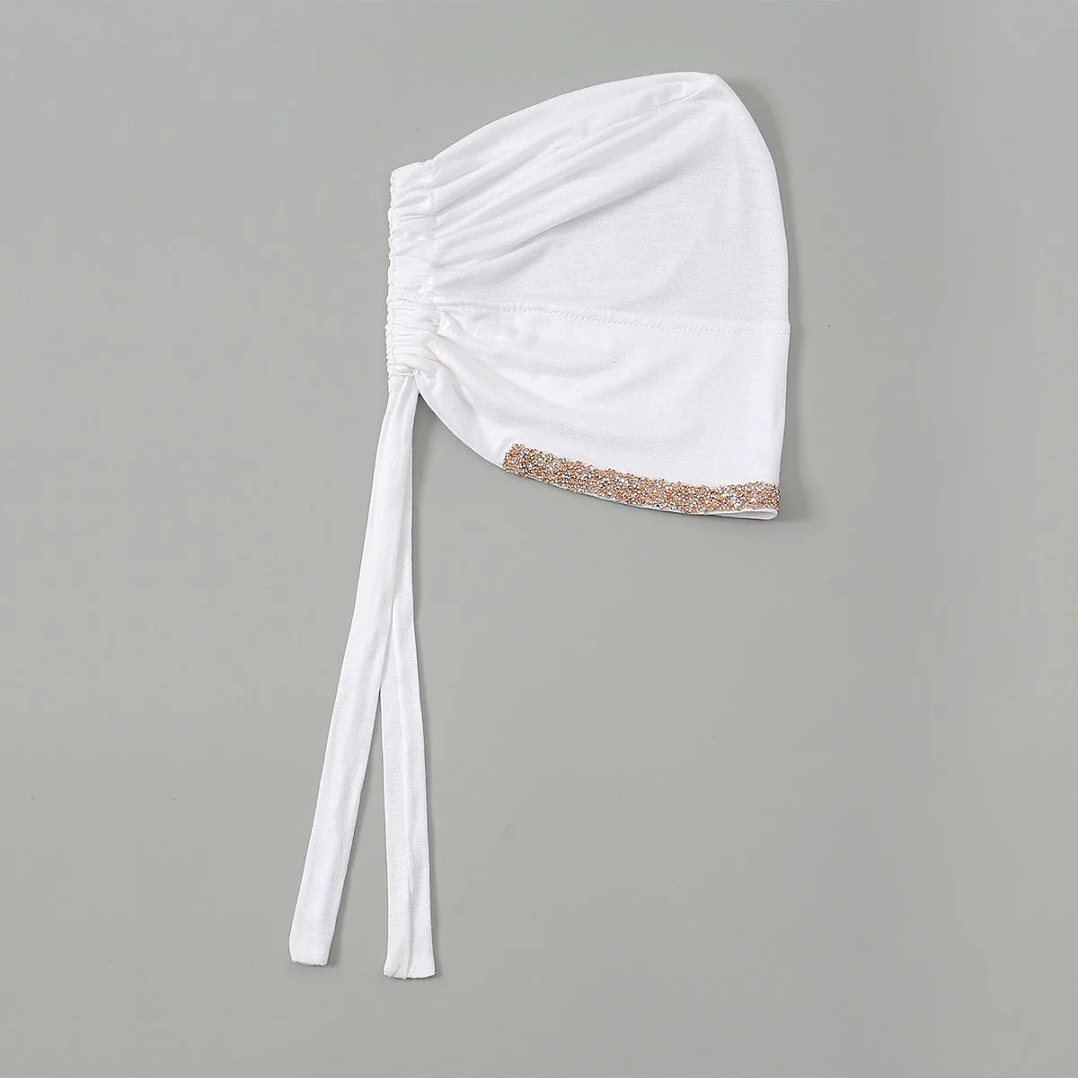 Luxury Modal Cotton Hijab Cap Crystal-Embellished Elastic Lace-Up Undercap with Breathable Design (MH115) - Image 17