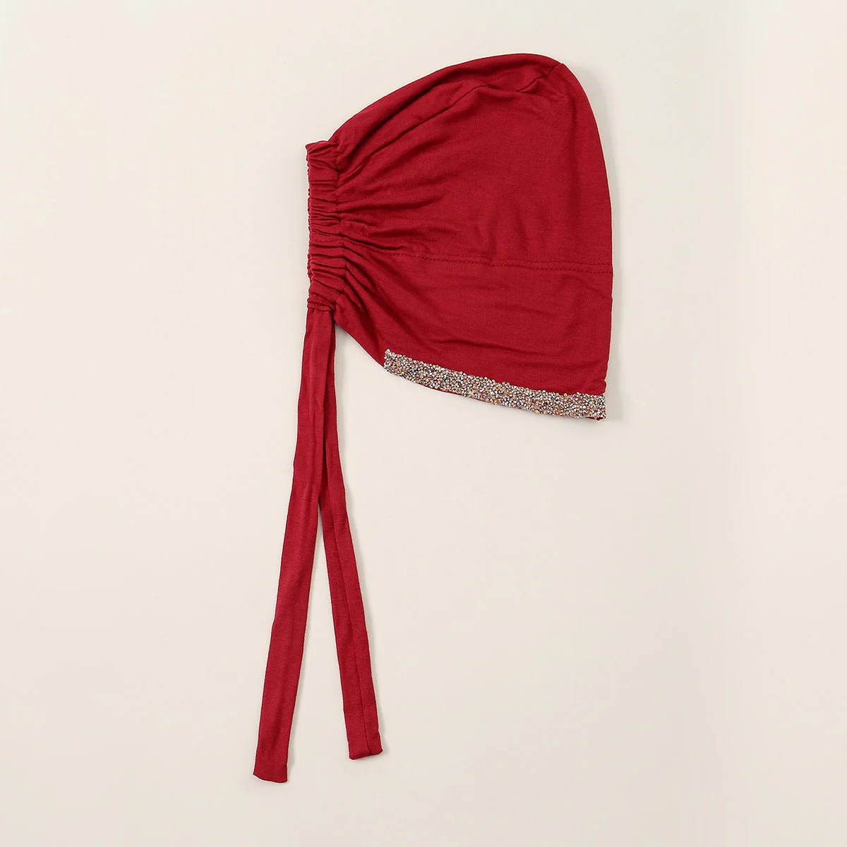 Luxury Modal Cotton Hijab Cap Crystal-Embellished Elastic Lace-Up Undercap with Breathable Design (MH115) - Image 24