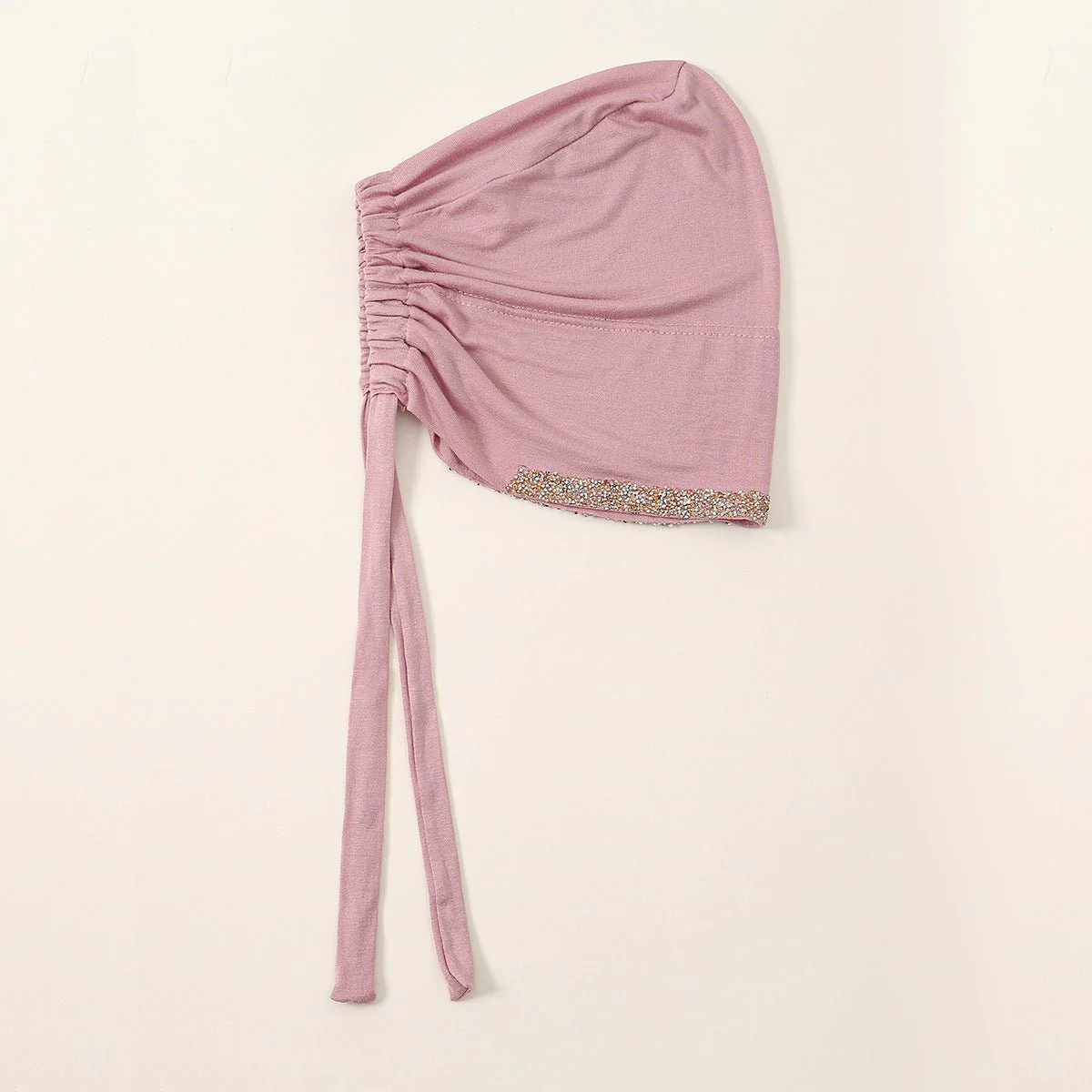 Luxury Modal Cotton Hijab Cap Crystal-Embellished Elastic Lace-Up Undercap with Breathable Design (MH115) - Image 25
