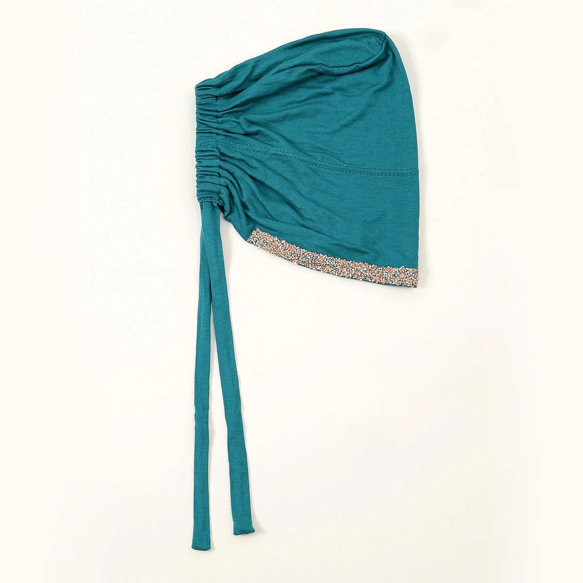 Luxury Modal Cotton Hijab Cap Crystal-Embellished Elastic Lace-Up Undercap with Breathable Design (MH115) - Image 3