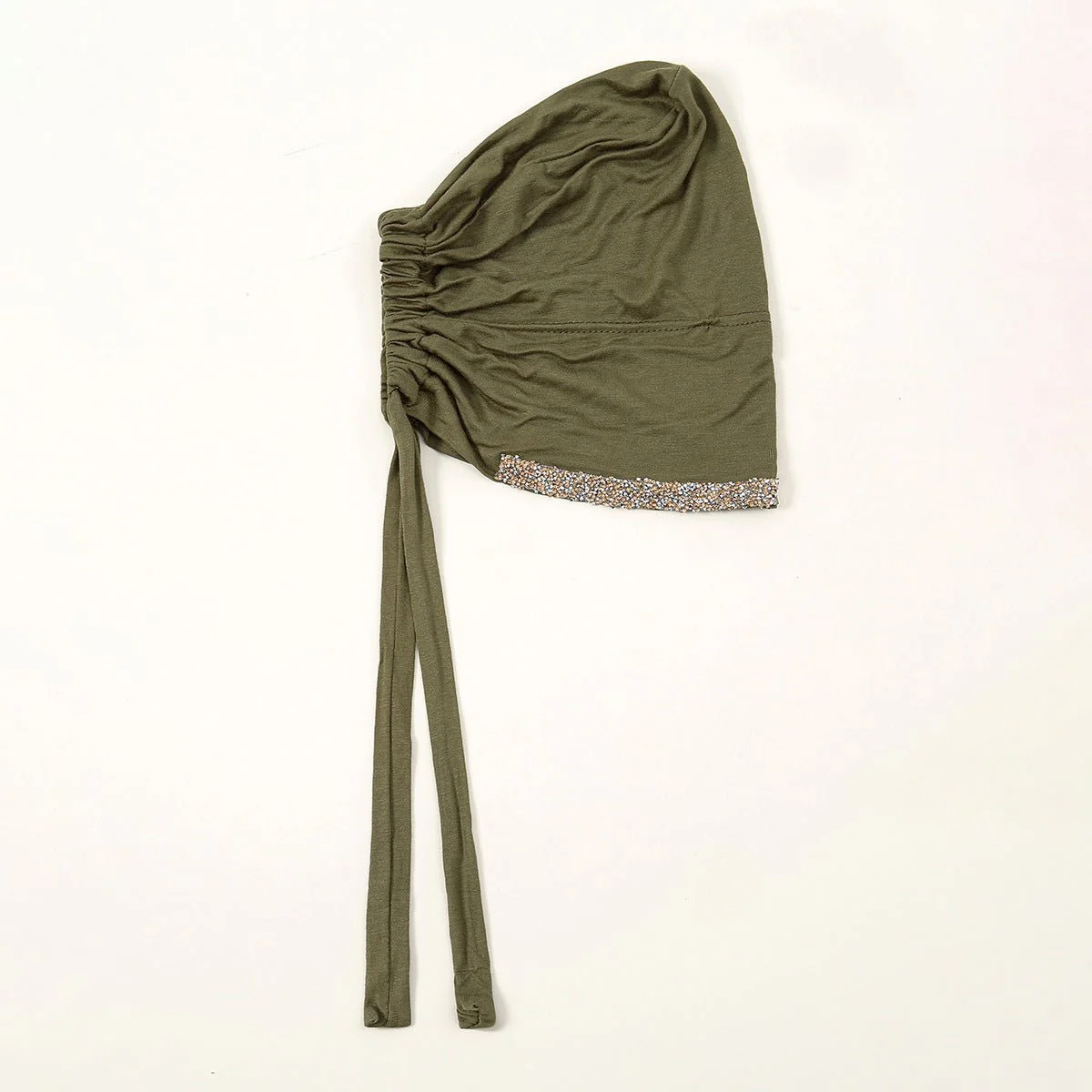 Luxury Modal Cotton Hijab Cap Crystal-Embellished Elastic Lace-Up Undercap with Breathable Design (MH115) - Image 31