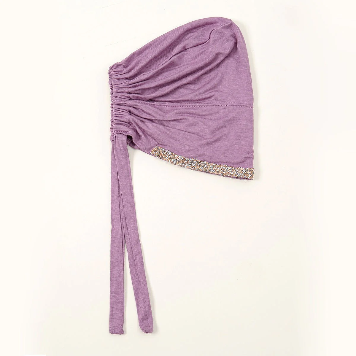 Luxury Modal Cotton Hijab Cap Crystal-Embellished Elastic Lace-Up Undercap with Breathable Design (MH115) - Image 36