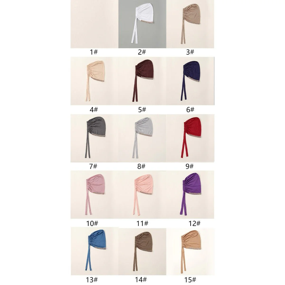 Luxury Modal Cotton Hijab Cap Crystal-Embellished Elastic Lace-Up Undercap with Breathable Design (MH115) - Image 5