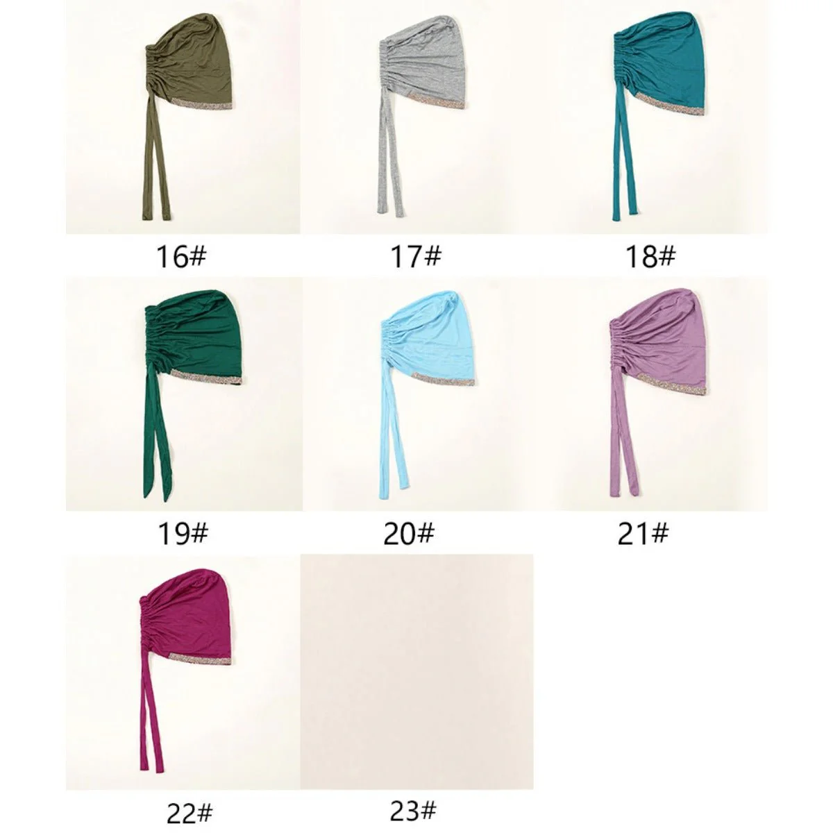 Luxury Modal Cotton Hijab Cap Crystal-Embellished Elastic Lace-Up Undercap with Breathable Design (MH115) - Image 6
