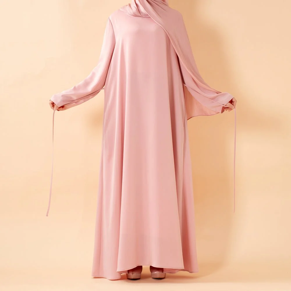 Luxury Organza Cape Abaya | A-Line Maxi Dress with Tie Belt & Sheer Overlay Cape (MA300) - Image 8
