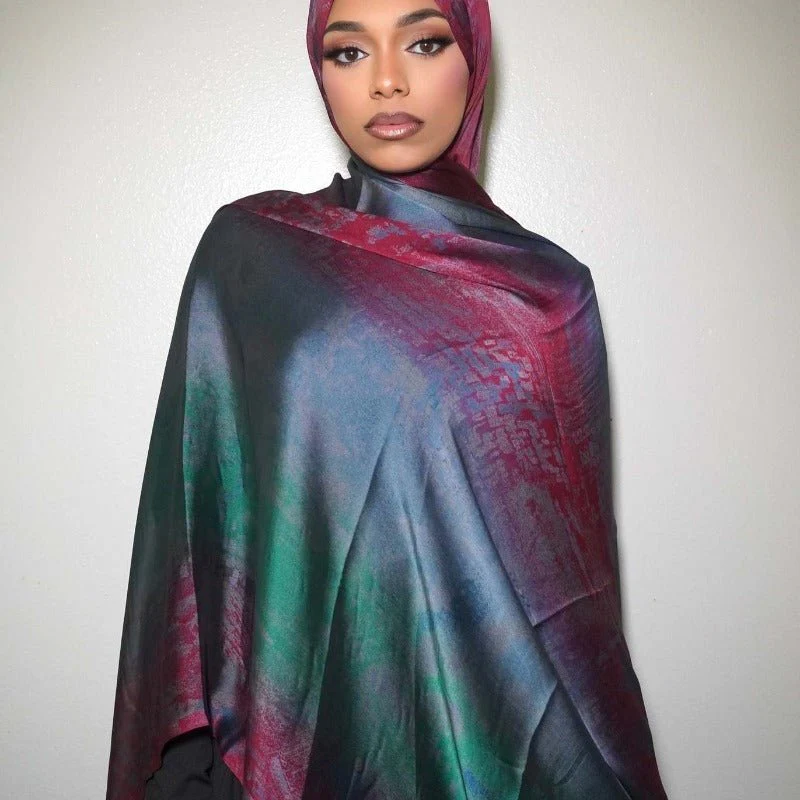 Luxury Premium Silk-Like Printed Hijab Scarf | 180x85cm Large Rectangle Hijab(MH146) - Image 10
