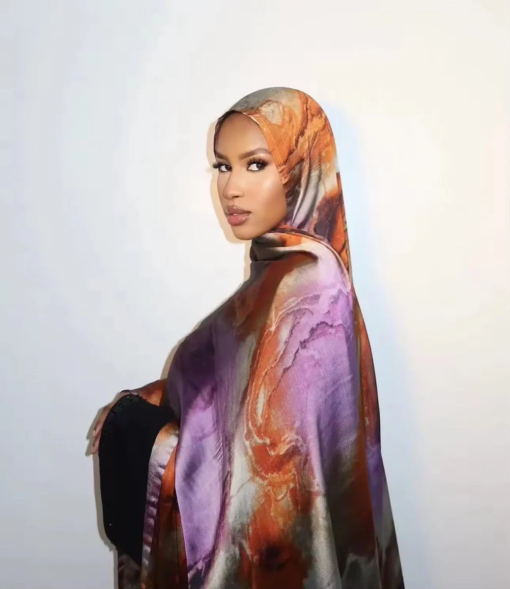 Luxury Premium Silk-Like Printed Hijab Scarf | 180x85cm Large Rectangle Hijab(MH146) - Image 15