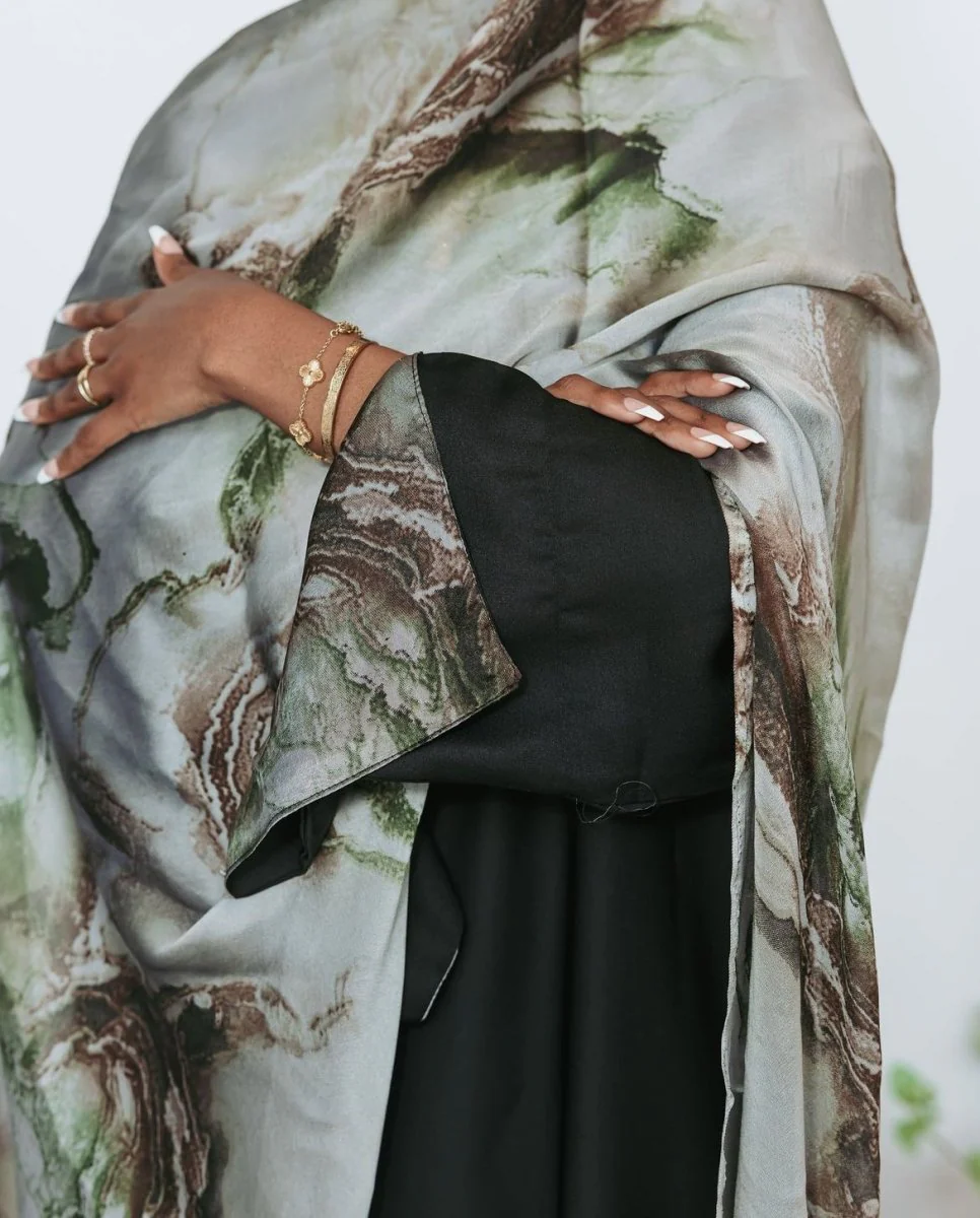 Luxury Premium Silk-Like Printed Hijab Scarf | 180x85cm Large Rectangle Hijab(MH146) - Image 16