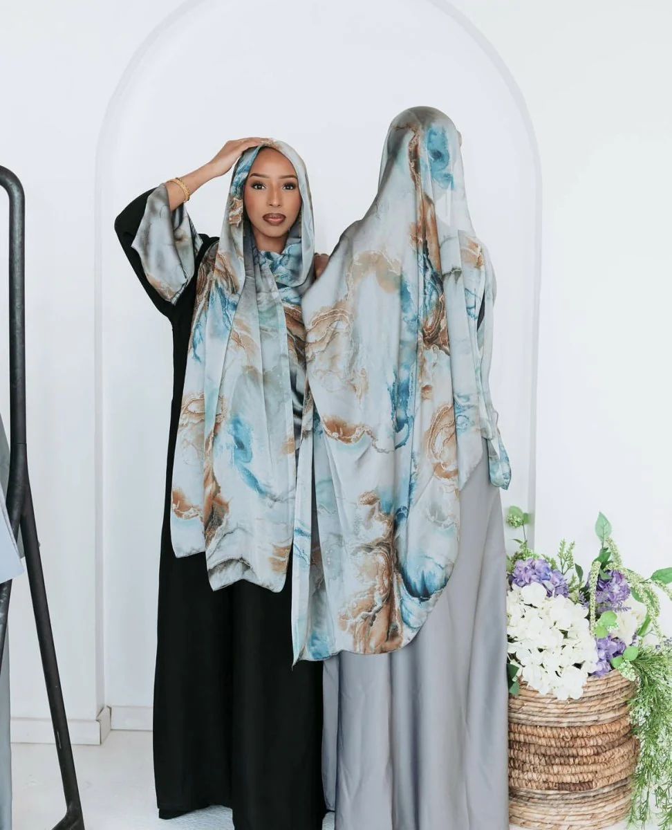 Luxury Premium Silk-Like Printed Hijab Scarf | 180x85cm Large Rectangle Hijab(MH146) - Image 17
