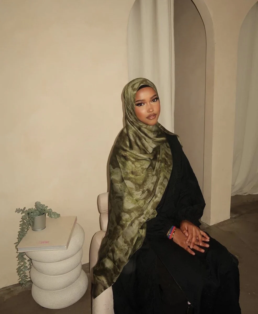 Luxury Premium Silk-Like Printed Hijab Scarf | 180x85cm Large Rectangle Hijab(MH146) - Image 19
