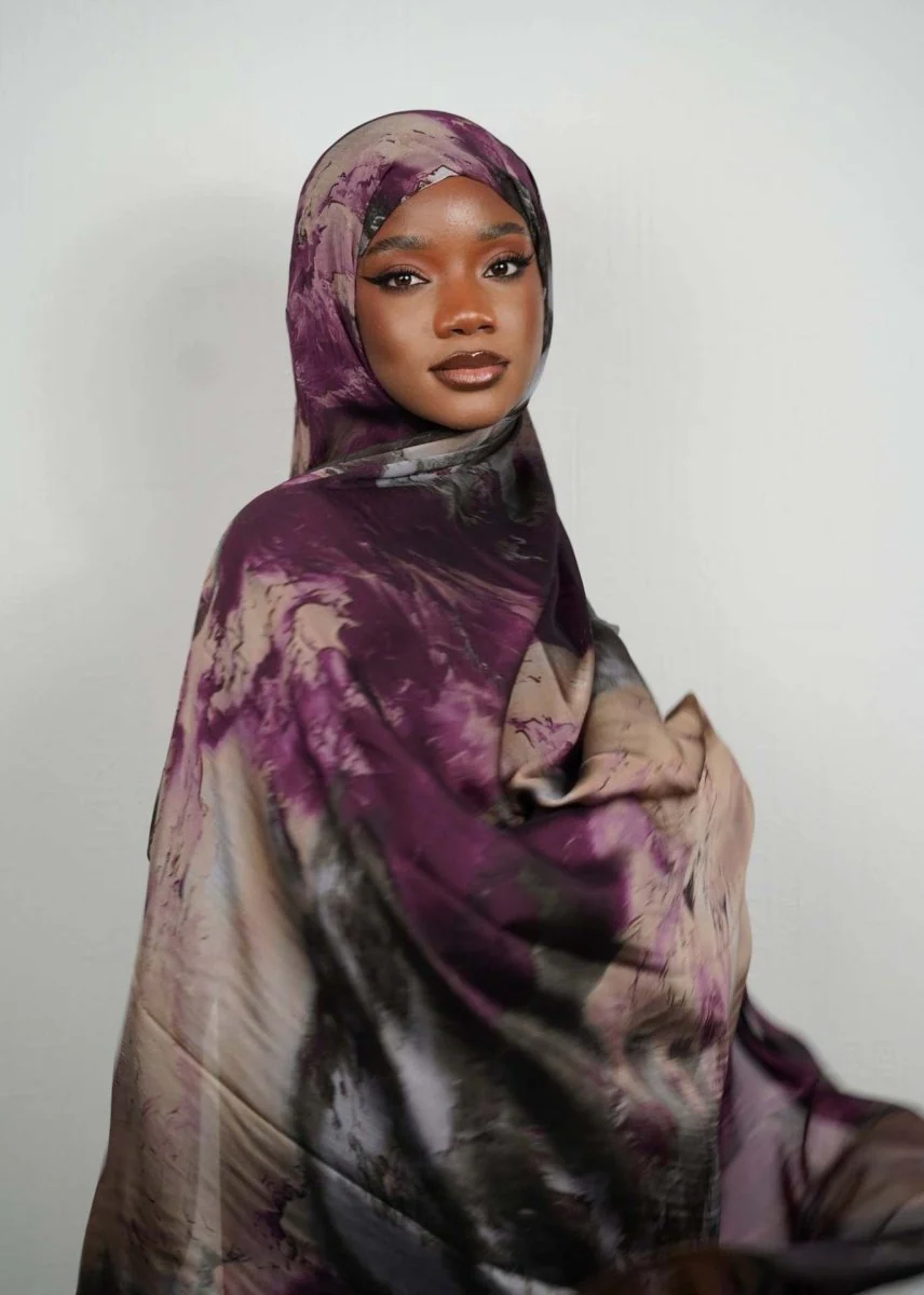 Luxury Premium Silk-Like Printed Hijab Scarf | 180x85cm Large Rectangle Hijab(MH146) - Image 22