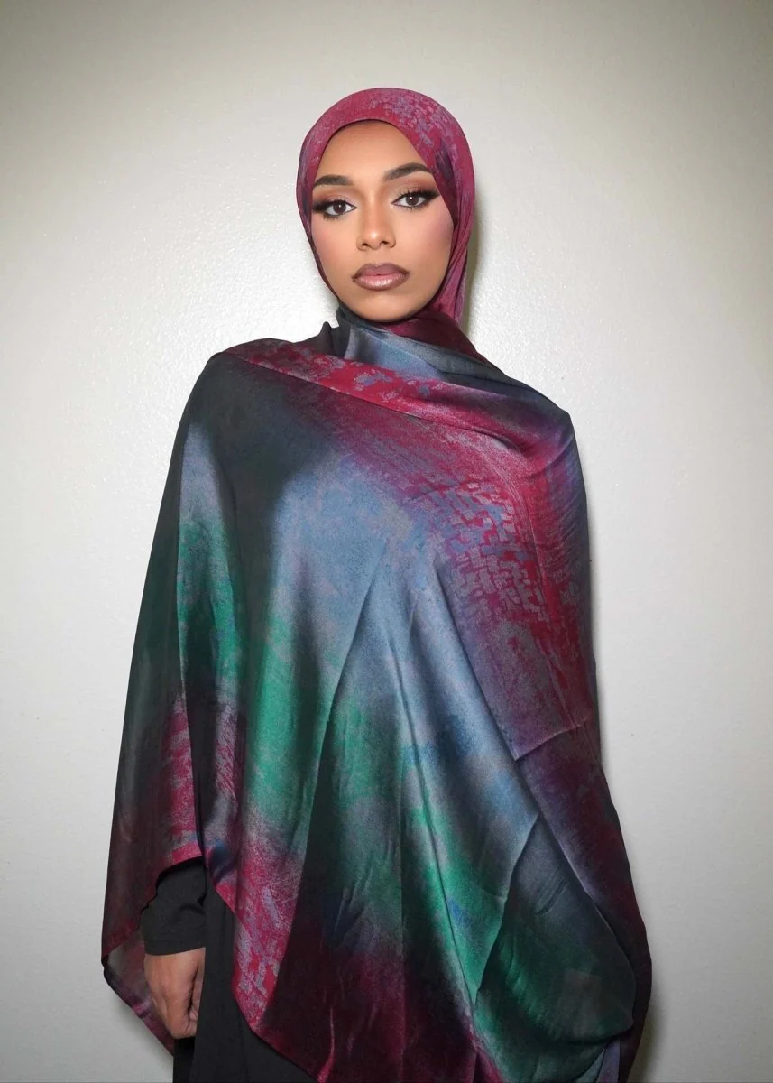 Luxury Premium Silk-Like Printed Hijab Scarf | 180x85cm Large Rectangle Hijab(MH146) - Image 23