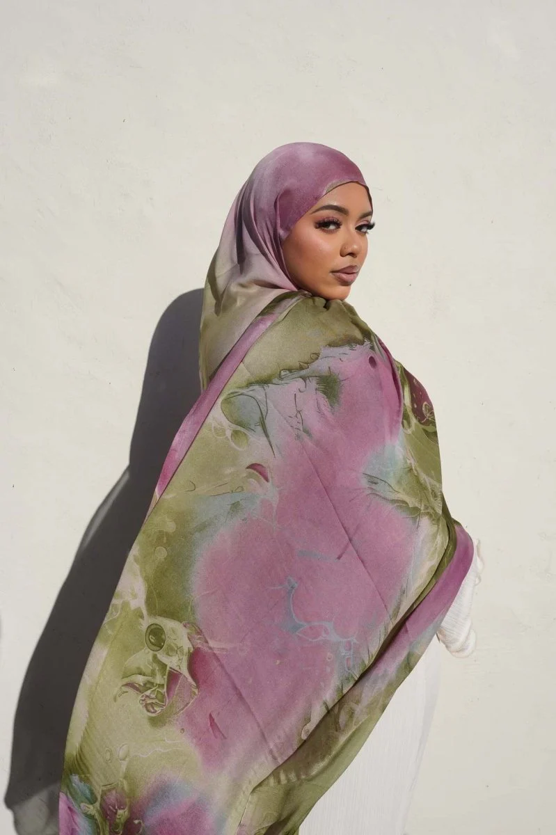Luxury Premium Silk-Like Printed Hijab Scarf | 180x85cm Large Rectangle Hijab(MH146) - Image 24