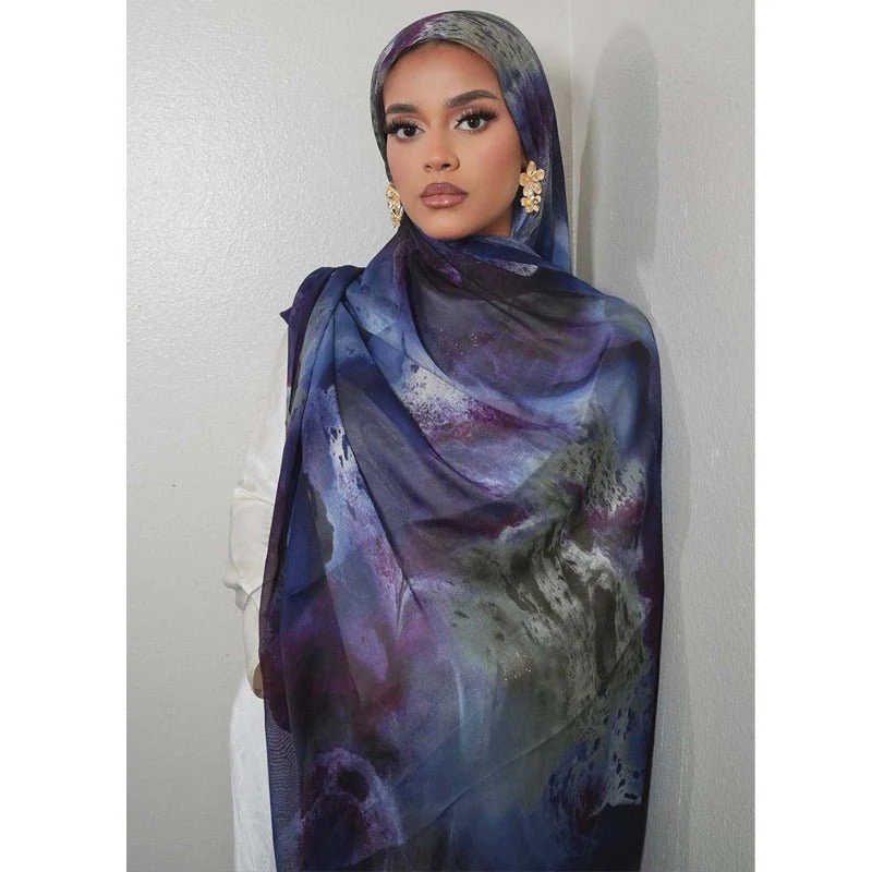Luxury Premium Silk-Like Printed Hijab Scarf | 180x85cm Large Rectangle Hijab(MH146) - Image 3