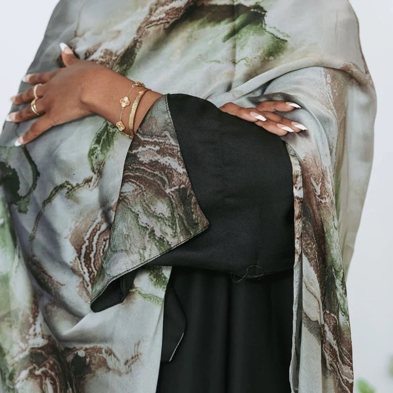 Luxury Premium Silk-Like Printed Hijab Scarf | 180x85cm Large Rectangle Hijab(MH146) - Image 5