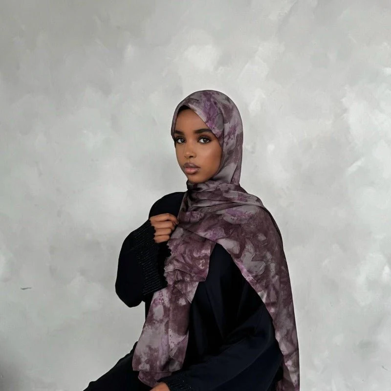 Luxury Premium Silk-Like Printed Hijab Scarf | 180x85cm Large Rectangle Hijab(MH146) - Image 6
