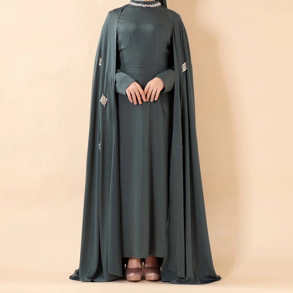 Luxury Satin Royal Cape Abaya(MA326) - Image 13