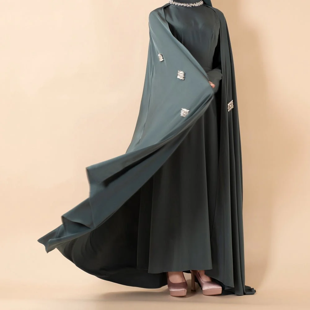 Luxury Satin Royal Cape Abaya(MA326) - Image 14