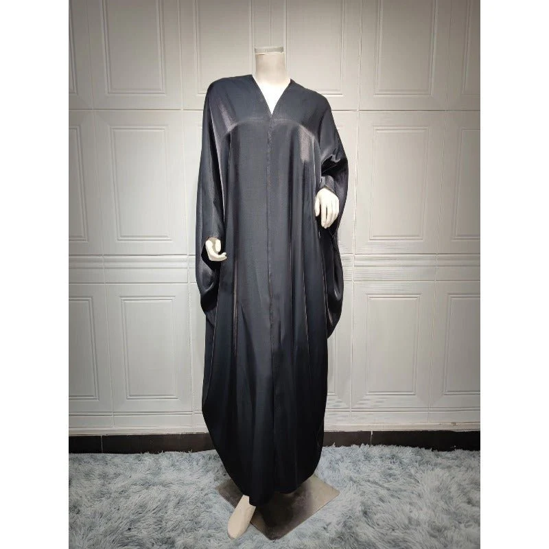 Luxury Silk Satin Bat Sleeve Abaya Robe | Modest V-Neck Evening Dress (MOA225) - Image 10