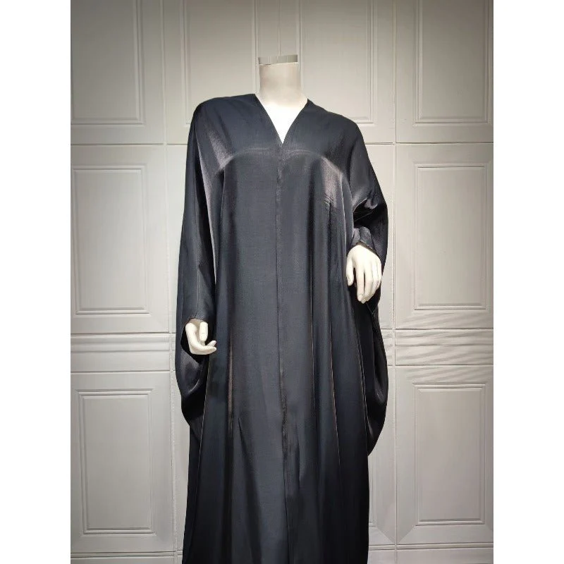 Luxury Silk Satin Bat Sleeve Abaya Robe | Modest V-Neck Evening Dress (MOA225) - Image 11