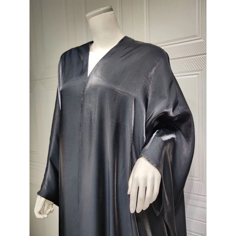 Luxury Silk Satin Bat Sleeve Abaya Robe | Modest V-Neck Evening Dress (MOA225) - Image 12