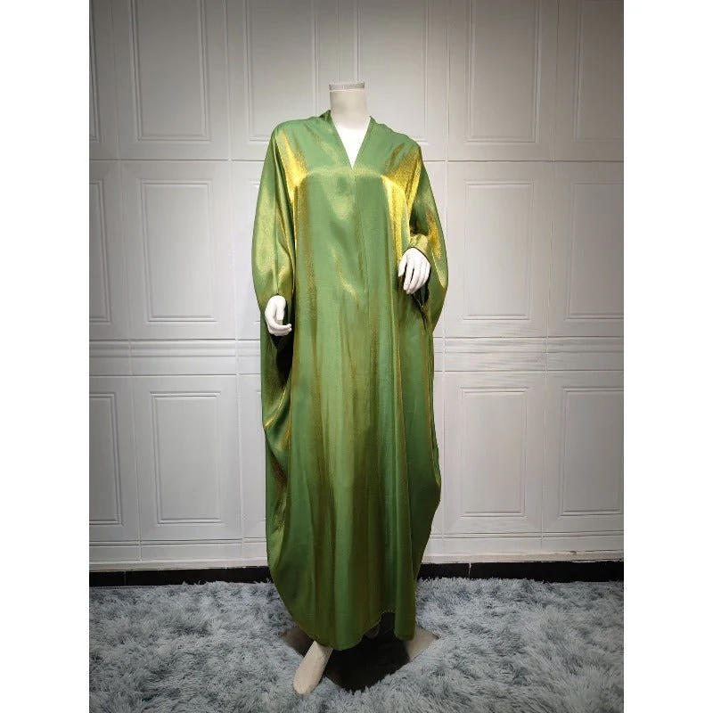 Luxury Silk Satin Bat Sleeve Abaya Robe | Modest V-Neck Evening Dress (MOA225) - Image 16