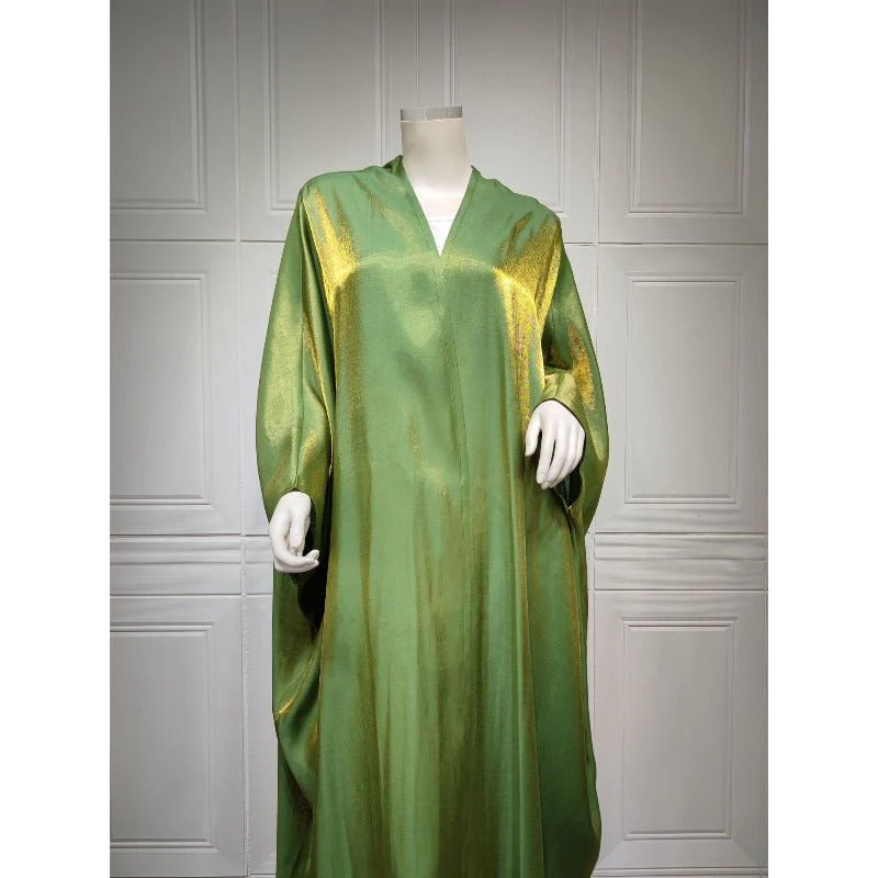 Luxury Silk Satin Bat Sleeve Abaya Robe | Modest V-Neck Evening Dress (MOA225) - Image 17