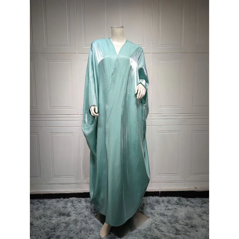 Luxury Silk Satin Bat Sleeve Abaya Robe | Modest V-Neck Evening Dress (MOA225) - Image 21