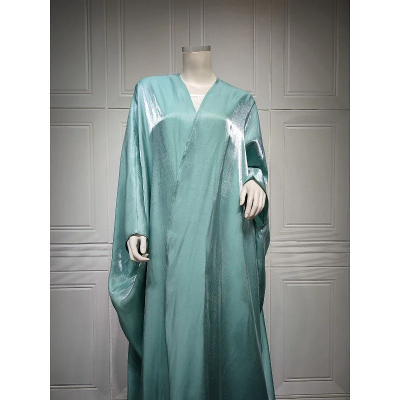 Luxury Silk Satin Bat Sleeve Abaya Robe | Modest V-Neck Evening Dress (MOA225) - Image 22