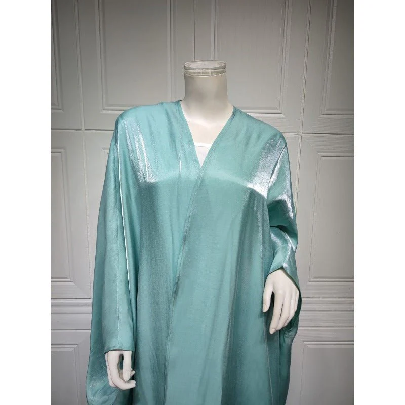 Luxury Silk Satin Bat Sleeve Abaya Robe | Modest V-Neck Evening Dress (MOA225) - Image 23