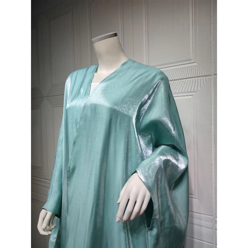 Luxury Silk Satin Bat Sleeve Abaya Robe | Modest V-Neck Evening Dress (MOA225) - Image 24