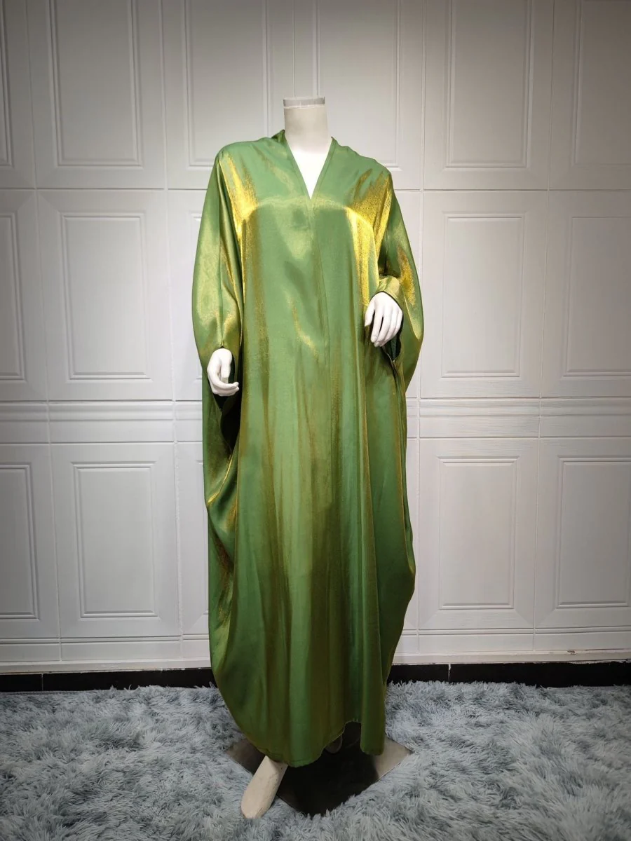 Luxury Silk Satin Bat Sleeve Abaya Robe | Modest V-Neck Evening Dress (MOA225) - Image 26