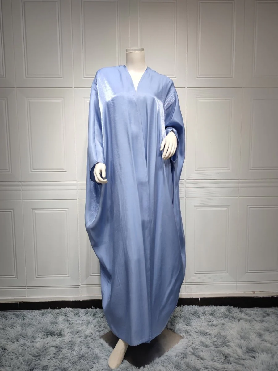 Luxury Silk Satin Bat Sleeve Abaya Robe | Modest V-Neck Evening Dress (MOA225) - Image 27