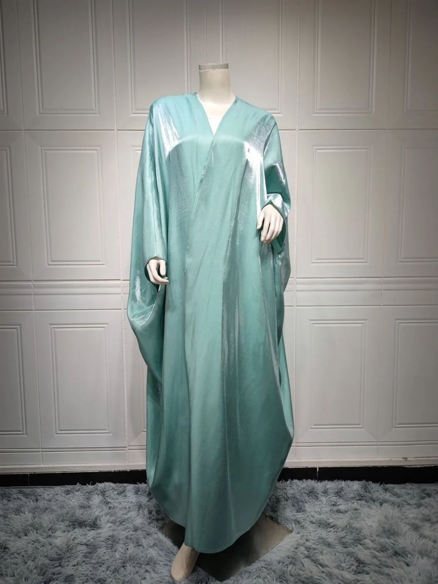 Luxury Silk Satin Bat Sleeve Abaya Robe | Modest V-Neck Evening Dress (MOA225) - Image 28
