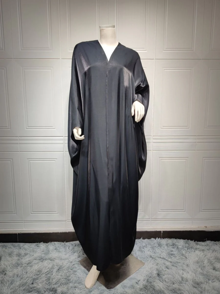 Luxury Silk Satin Bat Sleeve Abaya Robe | Modest V-Neck Evening Dress (MOA225) - Image 29