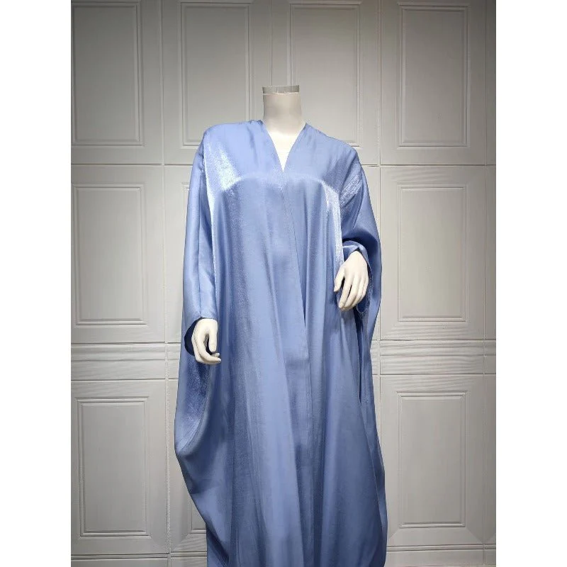 Luxury Silk Satin Bat Sleeve Abaya Robe | Modest V-Neck Evening Dress (MOA225) - Image 5