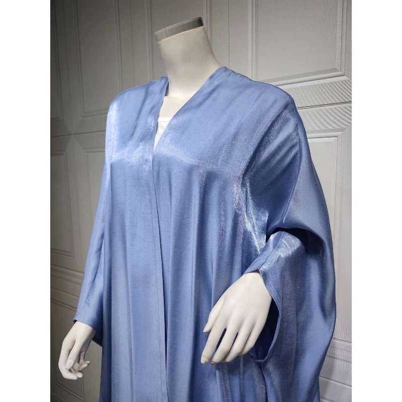 Luxury Silk Satin Bat Sleeve Abaya Robe | Modest V-Neck Evening Dress (MOA225) - Image 6